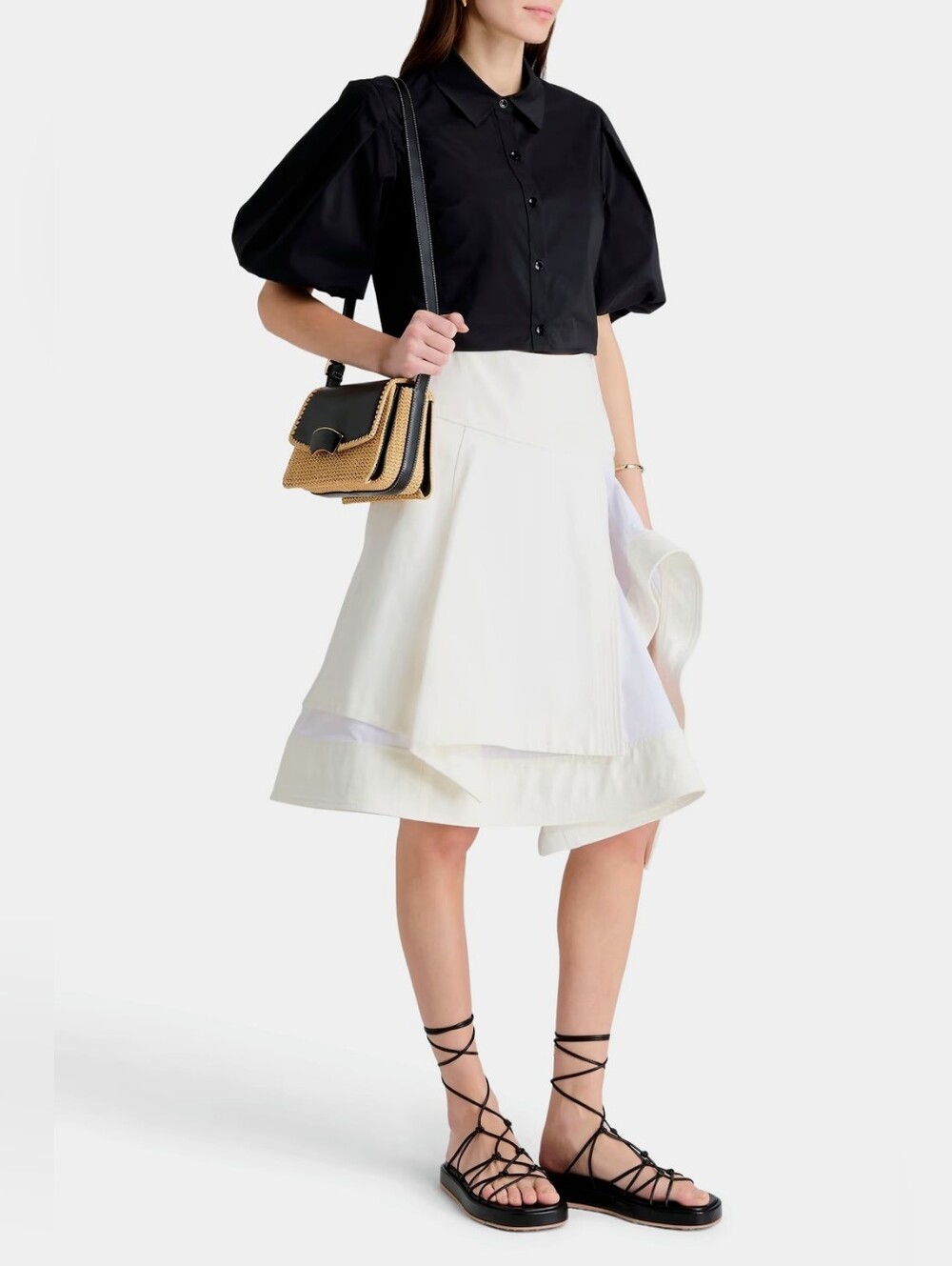 3.1 Phillip Lim White Asymmetrical Paneled Skirt